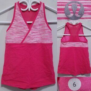 Lululemon Deep-V Tank 6 Small Persimmon Space Dye Woman's Top Wet Dry Warm Yoga